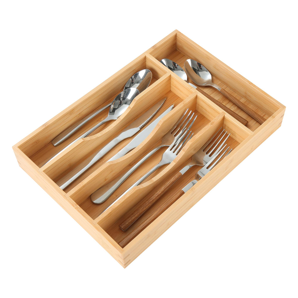 Upassion Bamboo Kitchen Drawer Organizer 8.25 Inch Silverware Utensil Holder for Samll Drawer Silverware Organizer for Cutlery Knives